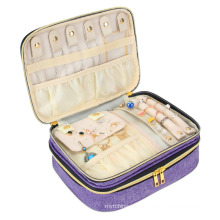 Double Layer Jewelry Storage Carrying Case Jewelry Organizer Bag For Necklace Rings Earings Bracelet